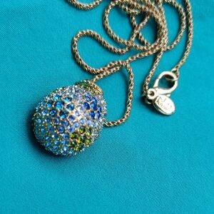 Joan Rivers Gold-Tone Blue and Green Crystal Pavé Sphere Pendant Necklace